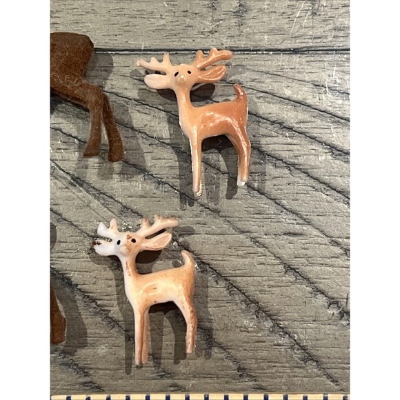 Vtg Deer Buck Reindeer Family Decor Doe  Baby Fawn Flocked Decor MCM Christmas - Picture 2 of 5